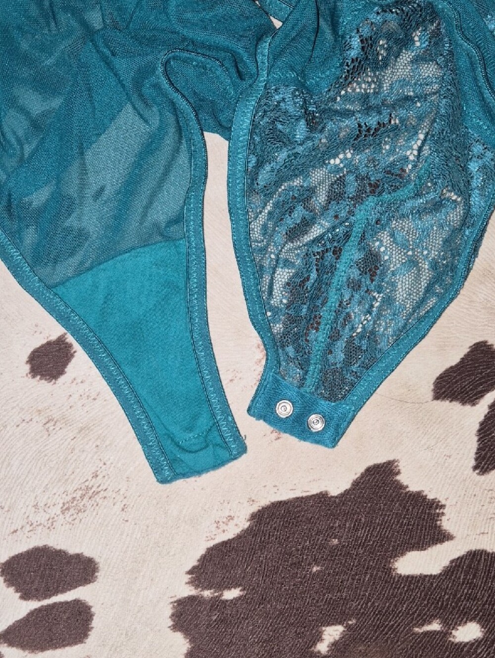 VS Teal Lace Mesh Bodysuit - Picture 5 of 5
